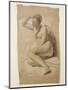 Seated Female Nude, 1847 (Black and White Chalk on Brown Paper)-John Everett Millais-Mounted Premium Giclee Print