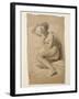 Seated Female Nude, 1847 (Black and White Chalk on Brown Paper)-John Everett Millais-Framed Giclee Print