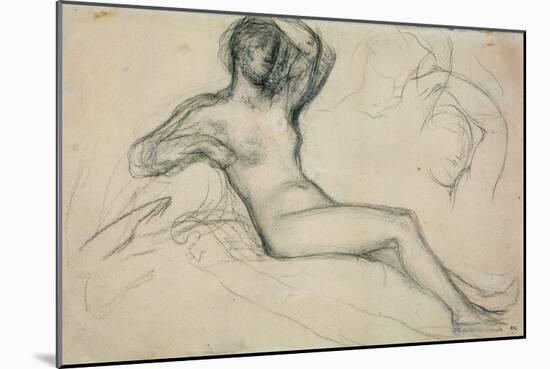 Seated Female Nude, 1881-Pierre Puvis de Chavannes-Mounted Giclee Print