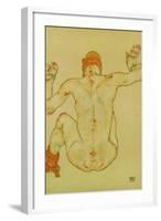 Seated Female Nude, Back View, 1915-Egon Schiele-Framed Giclee Print