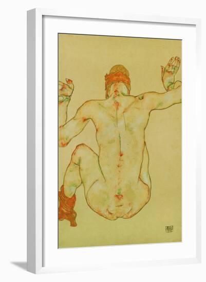 Seated Female Nude, Back View, 1915-Egon Schiele-Framed Giclee Print