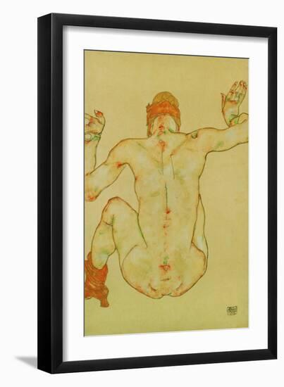 Seated Female Nude, Back View, 1915-Egon Schiele-Framed Giclee Print