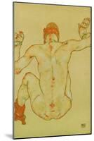 Seated Female Nude, Back View, 1915-Egon Schiele-Mounted Giclee Print