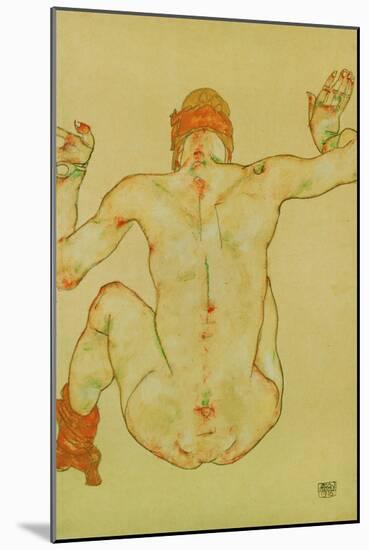 Seated Female Nude, Back View, 1915-Egon Schiele-Mounted Giclee Print