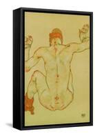 Seated Female Nude, Back View, 1915-Egon Schiele-Framed Stretched Canvas