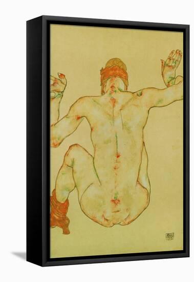 Seated Female Nude, Back View, 1915-Egon Schiele-Framed Stretched Canvas