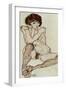 Seated Female Nude, Elbows Resting on Right Knee, 1914-Egon Schiele-Framed Giclee Print