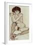 Seated Female Nude, Elbows Resting on Right Knee, 1914-Egon Schiele-Framed Giclee Print