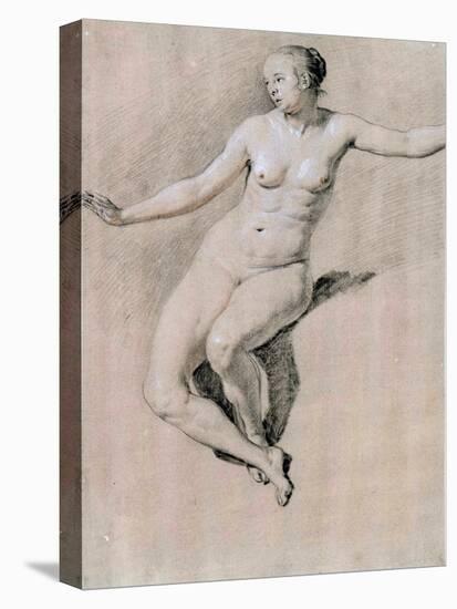 Seated Female Nude (Sanguine Et Chalk)-Adriaen van de Velde-Stretched Canvas