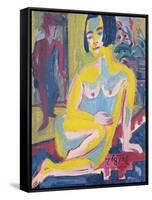 Seated Female Nude. Study, Ca 1921-1923-Ernst Ludwig Kirchner-Framed Stretched Canvas