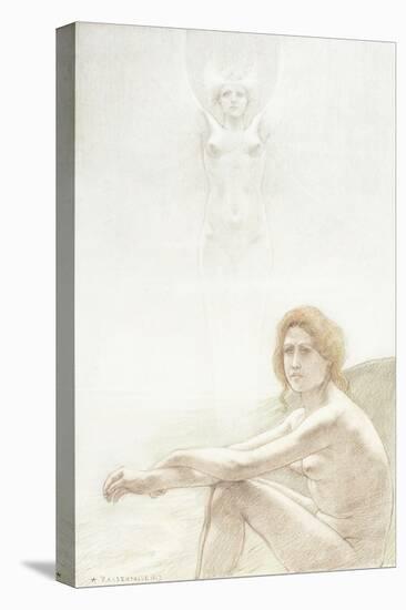 Seated Female Nude with Ghostly Female Figure in the Background, 1897-Armand Rassenfosse-Stretched Canvas