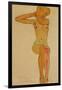 Seated female nude with raised right arm,1910 Gouache-Egon Schiele-Framed Giclee Print