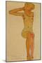 Seated female nude with raised right arm,1910 Gouache-Egon Schiele-Mounted Giclee Print