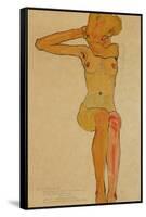 Seated Female Nude with Raised Right Arm, 1910-Egon Schiele-Framed Stretched Canvas