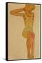 Seated Female Nude with Raised Right Arm, 1910-Egon Schiele-Framed Stretched Canvas