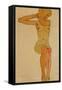 Seated Female Nude with Raised Right Arm, 1910-Egon Schiele-Framed Stretched Canvas