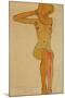 Seated Female Nude with Raised Right Arm, 1910-Egon Schiele-Mounted Premium Giclee Print