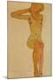 Seated Female Nude with Raised Right Arm, 1910-Egon Schiele-Mounted Giclee Print