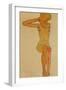 Seated Female Nude with Raised Right Arm, 1910-Egon Schiele-Framed Premium Giclee Print