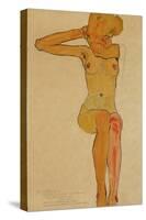 Seated Female Nude with Raised Right Arm, 1910-Egon Schiele-Stretched Canvas