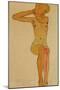 Seated Female Nude with Raised Right Arm, 1910-Egon Schiele-Mounted Giclee Print