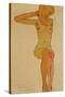 Seated Female Nude with Raised Right Arm, 1910-Egon Schiele-Stretched Canvas