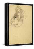 Seated Female Nude-Gustav Klimt-Framed Stretched Canvas