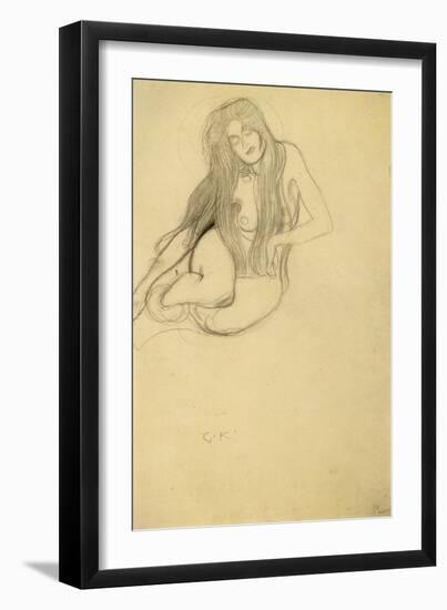Seated Female Nude-Gustav Klimt-Framed Giclee Print