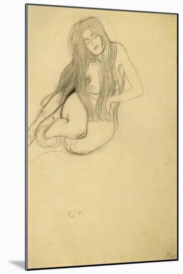 Seated Female Nude-Gustav Klimt-Mounted Giclee Print