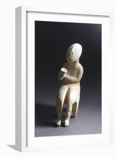 Seated Figure Holding Glass Statue, Greece, Cycladic Culture, 3rd Millennium BC-null-Framed Giclee Print