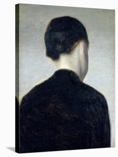 Seated Figure, Seen from Behind (Anna Hammershoi) 1884-Vilhelm Hammershoi-Stretched Canvas