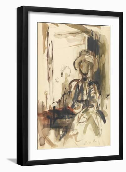 Seated Figure: Woman Seated, Wearing a Hat-Philip Wilson Steer-Framed Giclee Print