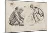 Seated Figures (Pencil on Paper)-Joseph Crawhall-Mounted Giclee Print