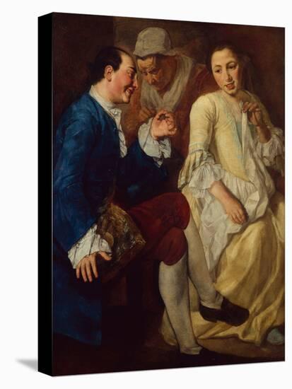 Seated Gentleman talking to a Young Woman-Gaspare Traversi-Stretched Canvas