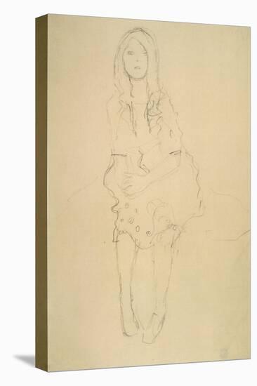 Seated Girl Seen from the Front-Gustav Klimt-Stretched Canvas