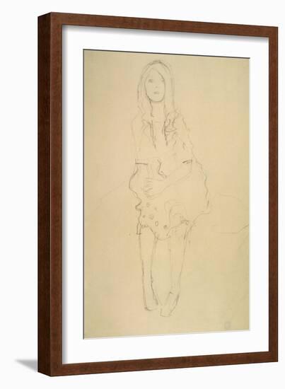 Seated Girl Seen from the Front-Gustav Klimt-Framed Giclee Print