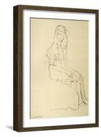 Seated Girl Seen from the Side-Gustav Klimt-Framed Giclee Print