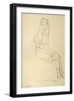 Seated Girl Seen from the Side-Gustav Klimt-Framed Giclee Print