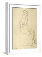 Seated Girl Seen from the Side-Gustav Klimt-Framed Giclee Print