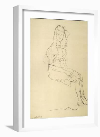 Seated Girl Seen from the Side-Gustav Klimt-Framed Giclee Print