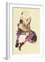 Seated Girl with Striped Stockings-Egon Schiele-Framed Premium Giclee Print