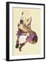 Seated Girl with Striped Stockings-Egon Schiele-Framed Premium Giclee Print