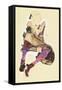 Seated Girl with Striped Stockings-Egon Schiele-Framed Stretched Canvas