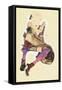 Seated Girl with Striped Stockings-Egon Schiele-Framed Stretched Canvas