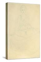 Seated Half-Length Nude from the Front; Sitzender Halbakt Von Vorne-Gustav Klimt-Stretched Canvas