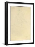 Seated Half-Length Nude from the Front; Sitzender Halbakt Von Vorne-Gustav Klimt-Framed Giclee Print