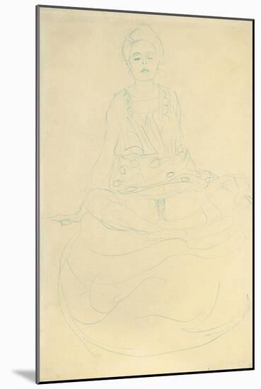 Seated Half-Length Nude from the Front; Sitzender Halbakt Von Vorne-Gustav Klimt-Mounted Giclee Print