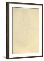 Seated Half-Length Nude from the Front; Sitzender Halbakt Von Vorne-Gustav Klimt-Framed Premium Giclee Print