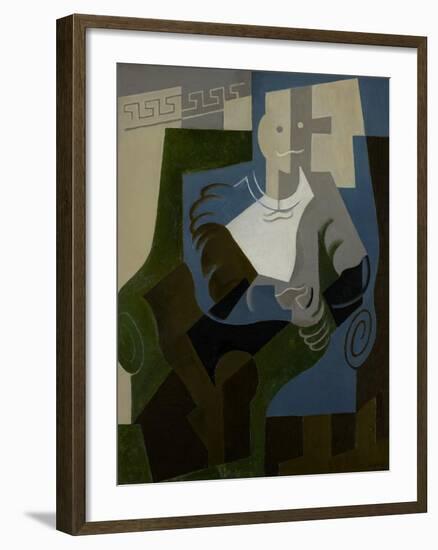 Seated Harlequin, C.1920-Juan Gris-Framed Giclee Print