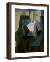 Seated Harlequin, C.1920-Juan Gris-Framed Giclee Print